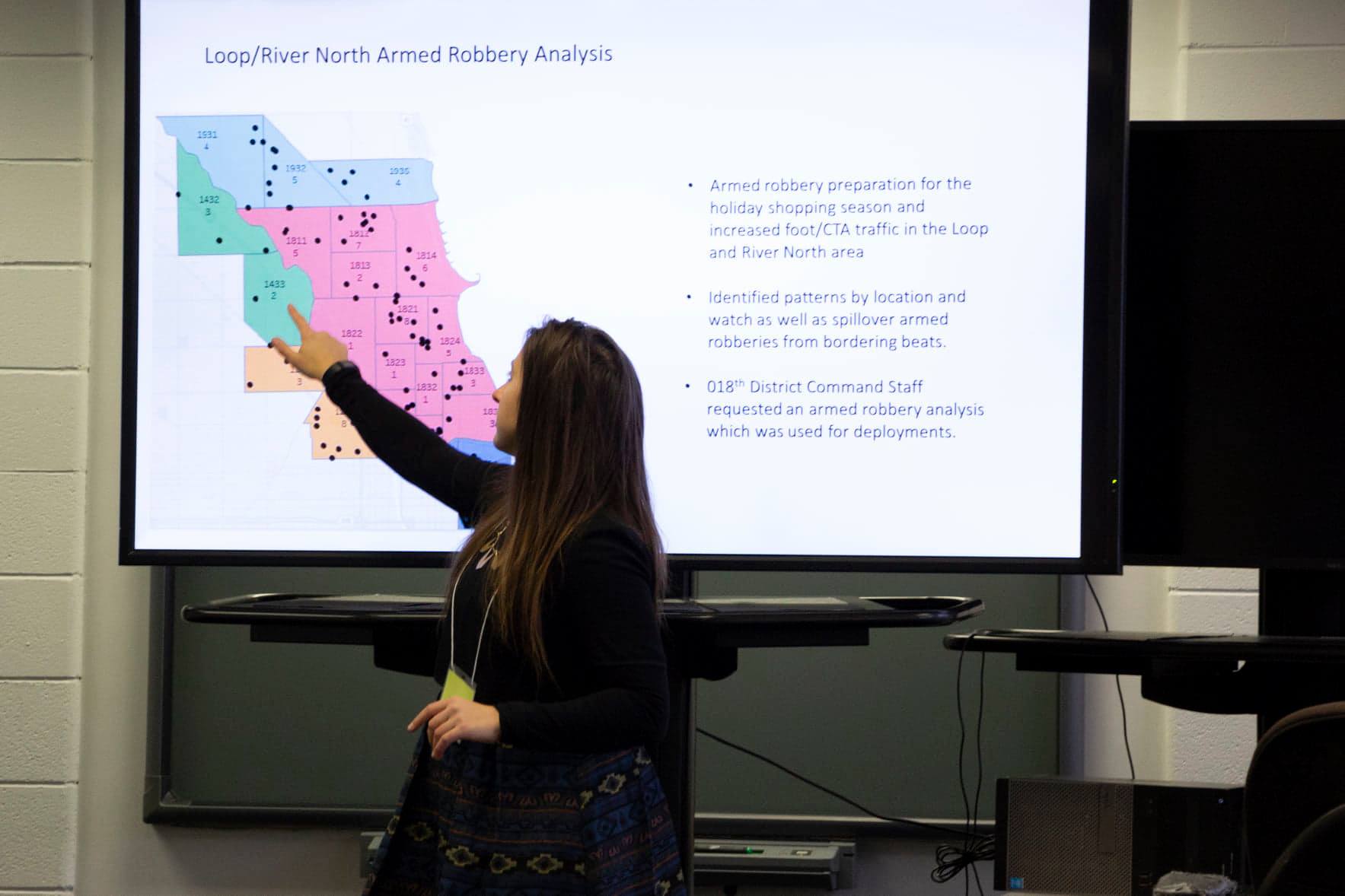 A colleague presenting my analytical report to showcase the smart policing aspect of the SDSC